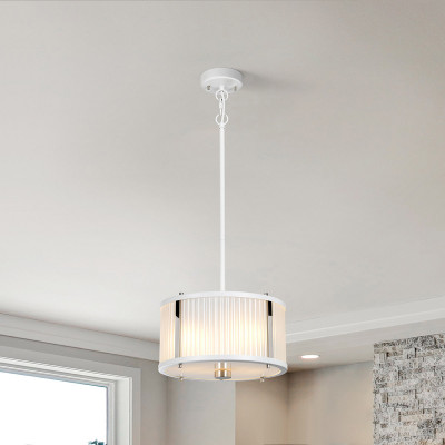 Elstead Lighting - Corona - Lampada a sospensione moderna media in acciaio con paralume in vetro - 2 Lampadine E27 60W - SKU: DL-CORONA-2P
