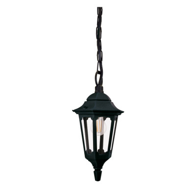 Elstead Lighting - Parish - Lampada a sospensione per esterni struttura in alluminio e diffusore in vetro - Colore: Nero - 1 Lampadina E27 60W - IP44 - SKU: PRM9-BLACK