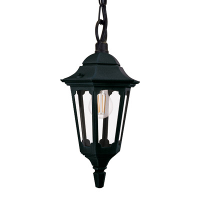 Elstead Lighting - Parish - Lampada a sospensione per esterno con struttura in alluminio e paralume in vetro - Colore: Nero - 1 Lampadina E27 60W - IP44 - SKU: PR9-BLACK