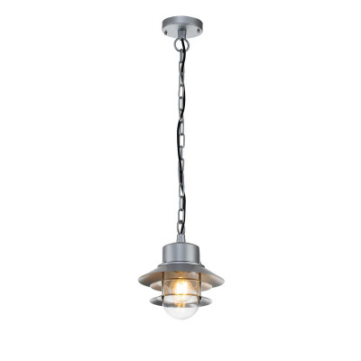 Elstead Lighting - Copenaghen - Lampada da esterno a sospensione con struttura in acciaio e diffusore in vetro - Colore: Argento - 1 Lampadina E27 60W - IP44 - SKU: COPENHAGEN8-SIL