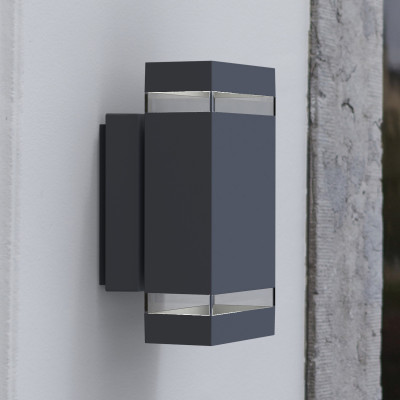 Elstead Lighting - Jannik - Lampada da parete con 2 luci Led struttura in alluminio dal design moderno - Colore: Grigio - 2 Lampadine Led Integrato 7W - IP44 - SKU: JANNIK-LED2