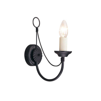 Elstead Lighting - Carisbrooke - Lampada da parete in acciaio dal design rustico senza paralume - Colore: Nero - 1 Lampadina E14 60W - IP20 - SKU: CB1-BLACK