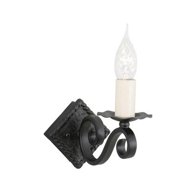Elstead Lighting - Rectory - Lampada da parete in ferro battuto dalle linee rustiche senza paralume - Colore: Nero - 1 Lampadina E14 60W - IP20 - SKU: RY1A-BLACK