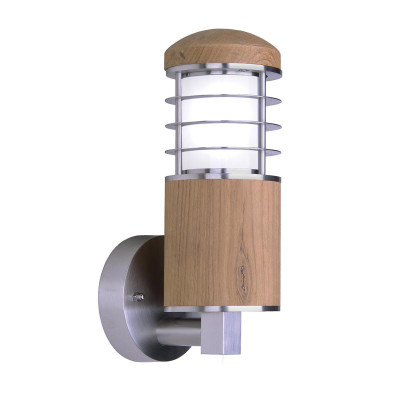 Elstead Lighting - Poole - Lampada da parete per esterno struttura in acciaio e diffusore in vetro opalino - Colore: Legno - 1 Lampadina E27 40W - IP44 - SKU: GZ-POOLE-W