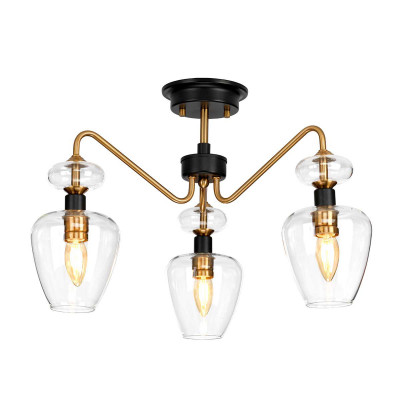 Elstead Lighting - Armand - Lampada da soffitto moderna in acciaio con 3 diffusori in vetro - Colore: Ottone - 3 Lampadine E14 40W - IP20 - SKU: DL-ARMAND-SF3-AB
