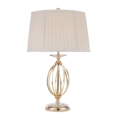 Elstead Lighting - Aegean - Lampada da tavolo classica con struttura in acciaio e paralume in tessuto - Colore: Oro - 1 Lampadina - E27 - 60W - IP20 - SKU: AG-TL-POL-BRASS