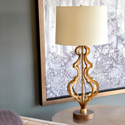  Elstead Lighting - Octavia - Lampada da tavolo contemporanea in acciaio con paralume in tessuto - Colore: Oro - 1 Lampadina E27 100W - IP20 - SKU: GN-OCTAVIA-TL-GD 