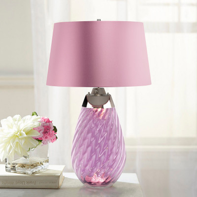  Elstead Lighting - Lena - Lampada da tavolo grande moderna base in vetro e paralume in tessuto - 1 Lampadina E27 60W - IP20 - SKU: LENA-TL-L-PLU 