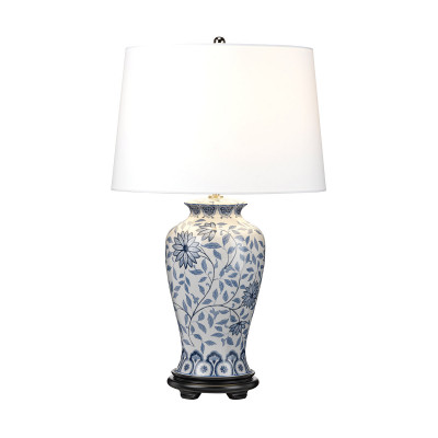  Elstead Lighting - Ying - Lampada da tavolo in ceramica con paralume in tessuto in stile orientale - Colore: Bianco/Blu - 1 Lampadina E27 60W - IP20 - SKU: DL-YING-TL 