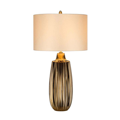  Elstead Lighting - Newham - Lampada da tavolo moderna alta con struttura in ceramica e paralume in tessuto - Colore: Bronzo - 1 Lampadina E27 60W - IP20 - SKU: NEWHAM-TL-L 