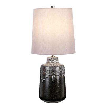  Elstead Lighting - Woolwich - Lampada da tavolo moderna con base in ceramica e paralume in tessuto - Colore: Grafite - 1 Lampadina E27 60W - IP20 - SKU: WOOLWICH-TL 