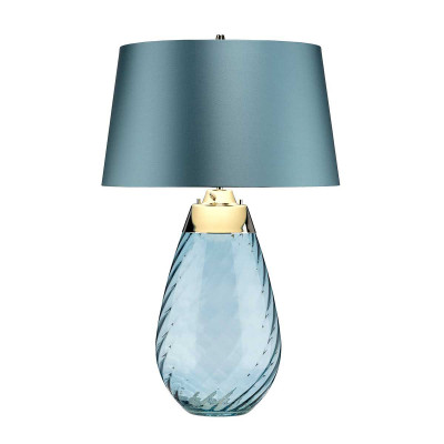 Elstead Lighting - Lena - Lampada da tavolo moderna con base in vetro e paralume in tessuto - Colore: Blu - 1 Lampadina - E27 - 60W - IP20 - SKU: LENA-TL-L-BLUE