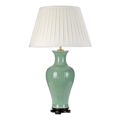  Elstead Lighting - Dalian - Lampada da tavolo moderna con struttura in ceramica con paralume in tessuto - Colore: Verde Acqua - 1 Lampadina E27 60W - IP20 - SKU: DL-DALIAN-TL 