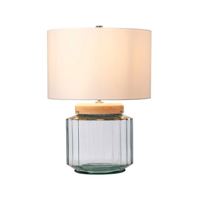  Elstead Lighting - Luga - Lampada da tavolo moderna con struttura in vetro e legno e paralume in tessuto - 1 Lampadina E27 60W - IP20 - SKU: LUGA-TL 