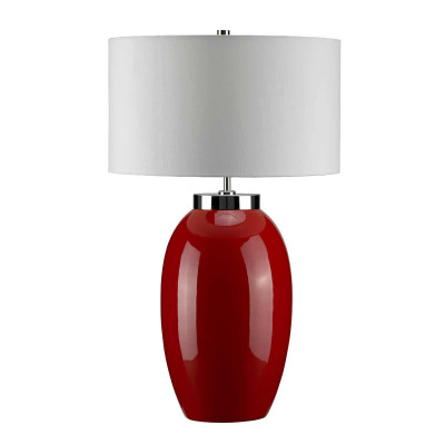 Elstead Lighting - Victor - Lampada da tavolo moderna grande in ceramica con paralume in tessuto - 1 Lampadina E27 60W - IP20 - SKU: VICTOR-LRG-TL 
