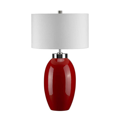 Elstead Lighting - Victor - Lampada da tavolo moderna in ceramica con paralume in tessuto - Colore: Rosso - 1 Lampadina - E27 - 60W - IP20 - SKU: VICTOR-SM-TL-RD