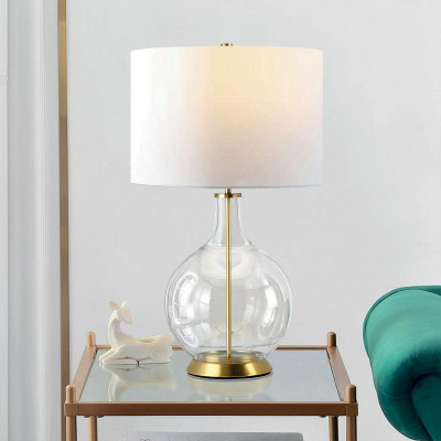  Elstead Lighting - Orb - Lampada da tavolo moderna in vetro con base in acciaio e paralume in tessuto - 1 Lampadina E27 60W - IP20 - SKU: ORB-CLEAR-AB 