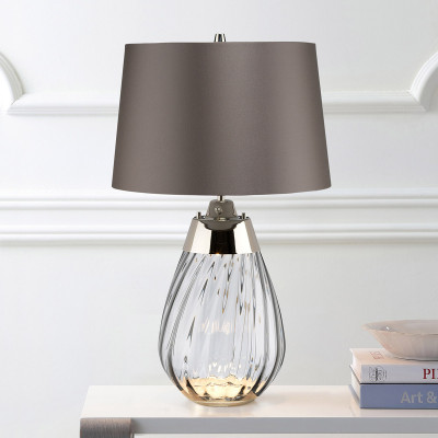  Elstead Lighting - Lena - Lampada da tavolo moderna piccola con base in vetro e paralume in tessuto - 1 Lampadina E27 60W - IP20 - SKU: LENA-TL-S-SMOK 