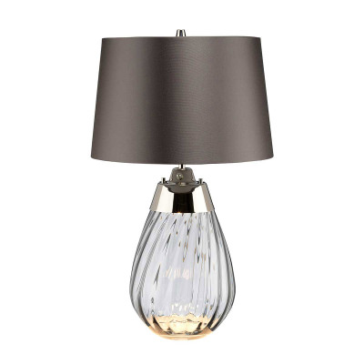Elstead Lighting - Lena - Lampada da tavolo moderna piccola con base in vetro e paralume in tessuto - Colore: Grigio Fumè - 1 Lampadina - E27 - 60W - IP20 - SKU: LENA-TL-S-SMOKE