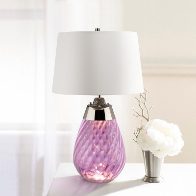  Elstead Lighting - Lena - Lampada da tavolo piccola moderna base in vetro e paralume in tessuto - 1 Lampadina E27 60W - IP20 - SKU: LENA-TL-S-PLU 