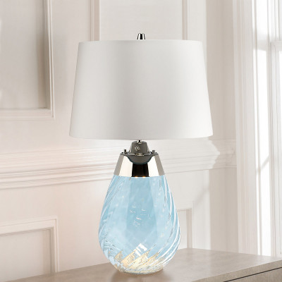  Elstead Lighting - Lena - Lampada da tavolo piccola moderna con base in vetro e paralume in tessuto - 1 Lampadina E27 60W - IP20 - SKU: LENA-TL-S-BLU 