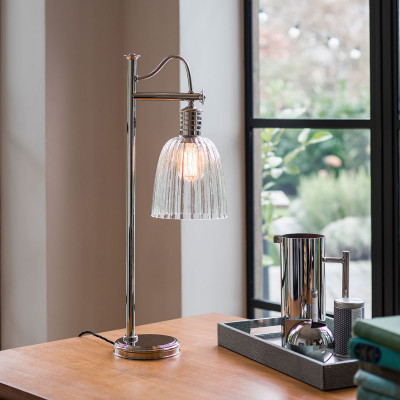  Elstead Lighting - Douille - Lampada da tavolo struttura in acciaio e diffusore in vetro dal design moderno - 1 Lampadina E27 60W - IP20 - SKU: DOUILLE-TL 