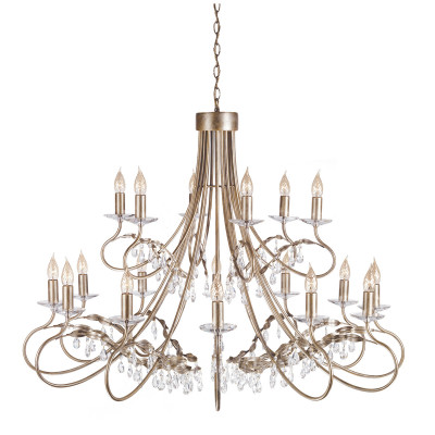 Elstead Lighting - Christina - Lampadario a 18 luci classico con struttura in acciaio e pendenti in cristallo - Colore: Oro/Argento - 18 Lampadine E14 60W - IP20 - SKU: CRT18-SIL-GOLD