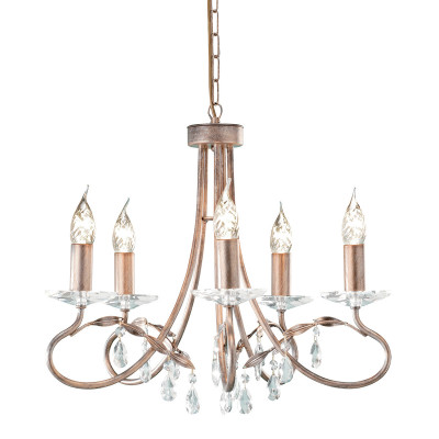 Elstead Lighting - Christina - Lampadario a 5 luci in acciaio con pendenti in cristallo dal design classico - Colore: Oro/Argento - 5 Lampadine E14 60W - IP20 - SKU: CRT5-SILVER-GOLD