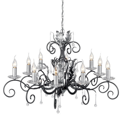 Elstead Lighting - Amarilli - Lampadario classico grande in acciaio con 10 diffusori e dettagli in vetro - 10 Lampadine E14 60W - IP20 - SKU: AML10