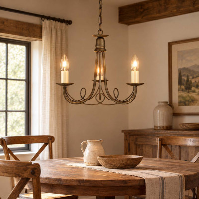 Elstead Lighting Minster Lampadario classico piccolo con struttura in acciaio e 3 diffusori Colore: Oro Scuro
