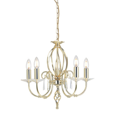 Elstead Lighting - Aegean - Lampadario classico regolabile in altezza con cinque braccia in acciaio - Colore: Oro - 5 Lampadine - E14 - 60W - IP20 - SKU: AG5-POL-BRASS