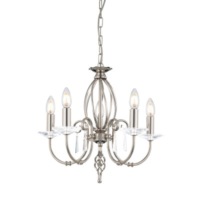 Elstead Lighting - Aegean - Lampadario classico regolabile in altezza con cinque braccia in acciaio - Colore: Nichel - 5 Lampadine - E14 - 60W - IP20 - SKU: AG5-POL-NICKEL