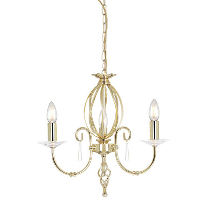 Elstead Lighting - Aegean - Lampadario classico regolabile in altezza con tre braccia in acciaio - Colore: Oro - 3 Lampadine - E14 - 60W - IP20 - SKU: AG3-POL-BRASS