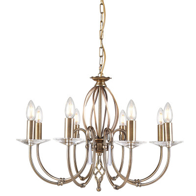 Elstead Lighting - Aegean - Lampadario classico regolabile in altezza grande con otto braccia in acciaio - Colore: Ottone - 8 Lampadine - E14 - 60W - IP20 - SKU: AG8-AGED-BRASS