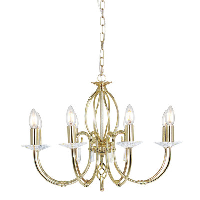 Elstead Lighting - Aegean - Lampadario classico regolabile in altezza grande con otto braccia in acciaio - Colore: Oro - 8 Lampadine - E14 - 60W - IP20 - SKU: AG8-POL-BRASS