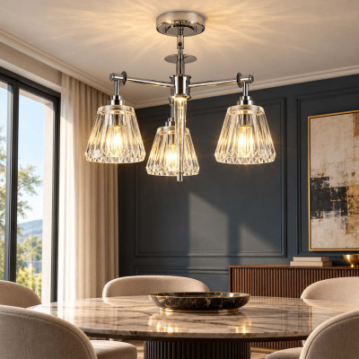 Elstead Lighting Agatha Lampadario con triplo diffusore in vetro a LED dal design moderno Colore: Cromato