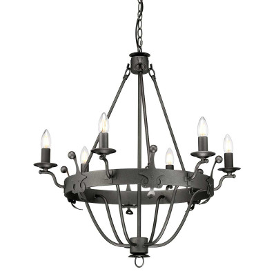Elstead Lighting - Windsor - Lampadario dal design rustico con struttura in acciaio e 6 lampadine - Colore: Grafite - 6 Lampadine - E14 - 60W - IP20 - SKU: WINDSOR6-GR