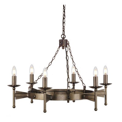 Elstead Lighting - Cromwell - Lampadario dal design rustico struttura in acciaio e 6 diffusori - Colore: Bronzo - 6 Lampadine E14 60W - IP20 - SKU: CW6-OLD-BRZ