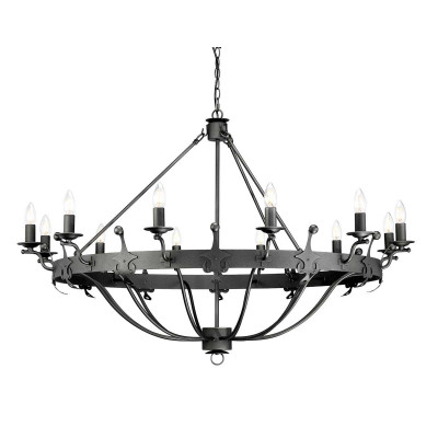 Elstead Lighting - Windsor - Lampadario gigante dal design rustico con struttura in acciaio e 12 lampadine - Colore: Grafite - 12 Lampadine - E14 - 60W - IP20 - SKU: WINDSOR12-GR