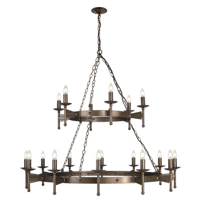 Elstead Lighting - Cromwell - Lampadario gigante dal design rustico struttura in acciaio e 18 diffusori - Colore: Bronzo - 18 Lampadine E14 60W - IP20 - SKU: CW18-OLD-BRZ