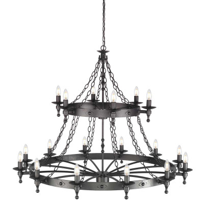 Elstead Lighting - Warwick - Lampadario gigante in acciaio dal design rustico con 18 lampadine - Colore: Grafite - 18 Lampadine E14 60W - IP20 - SKU: WR18-GRAPHITE