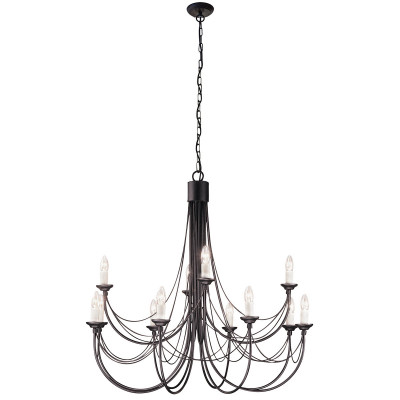 Elstead Lighting - Carisbrooke - Lampadario in acciaio con 12 lampadine dal design rustico - Colore: Nero - 12 Lampadine E14 60W - IP20 - SKU: CB12-BLACK