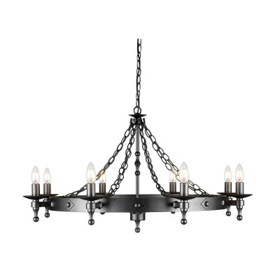 Elstead Lighting - Warwick - Lampadario in acciaio dal design rustico con 8 diffusori - Colore: Grafite - 8 Lampadine E14 60W - IP20 - SKU: WR8-GRAPHITE