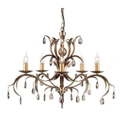 Elstead Lighting - Lily - Lampadario medio struttura in acciaio classica 5 diffusori e dattagli in vetro - Colore: Bronzo - 5 Lampadine E14 60W - IP20 - SKU: LL5-ANT-BRZ