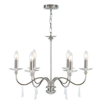 Elstead Lighting - Finsbury Park - Lampadario medio con struttura in acciaio con dettagli in vetro con 6 lampadine - Colore: Nichel - 6 Lampadine E14 60W - IP20 - SKU: FP6-POL-NICKEL