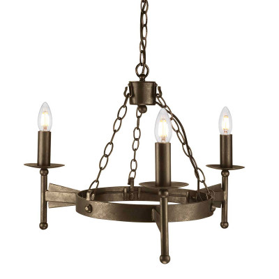 Elstead Lighting - Cromwell - Lampadario piccolo dal design rustico con struttura in acciaio e 3 diffusori - Colore: Bronzo - 3 Lampadine E14 60W - IP20 - SKU: CW3-OLD-BRZ