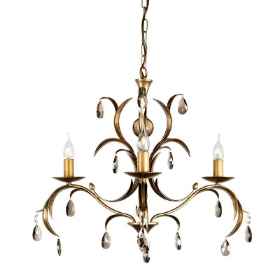 Elstead Lighting - Lily - Lampadario piccolo struttura in acciaio classica 3 diffusori e dattagli in vetro - Colore: Bronzo - 3 Lampadine E14 60W - IP20 - SKU: LL3-ANT-BRZ