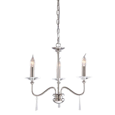 Elstead Lighting - Finsbury Park - Lampadario piccolo struttura in acciaio con dettagli in vetro con 3 lampadine - Colore: Nichel - 3 Lampadine E14 60W - IP20 - SKU: FP3-POL-NICKEL