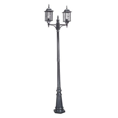 Elstead Lighting - Wexford - Lampione a 2 luci a colonna da esterno struttura in metallo e paralume in vetro - Colore: Nero/Argento - 2 Lampadine E27 100W - IP44 - SKU: WX8