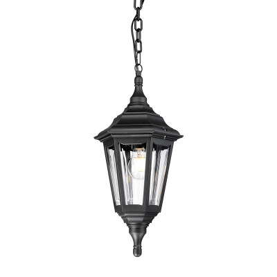 Elstead Lighting - Kinsale - Lanterna a catena da esterno con struttura in polimero dal design rustico - Colore: Nero - 1 Lampadina E27 100W - IP44 - SKU: KINSALE-CHAIN